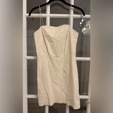 URBAN OUTFITTERS Women’s Cream Linen Blend Sleeveless Mini Dress Size 0