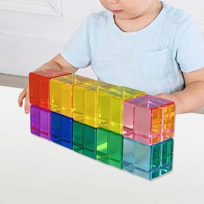 Rainbow Building Blocks Set Educational Toys Sensory Toy Training Transparent