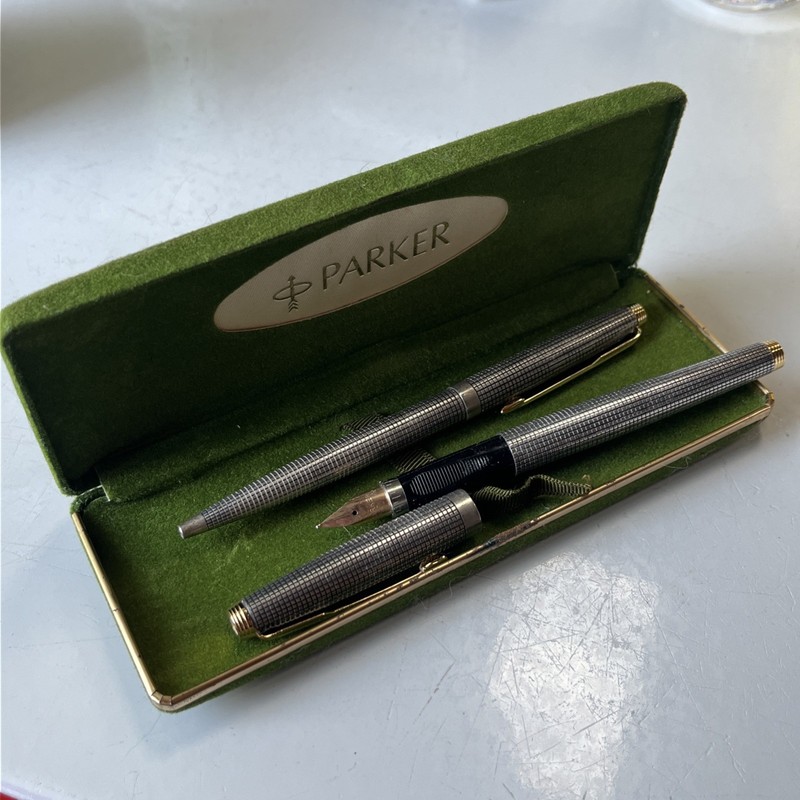 Vintage Sterling Parker Pen Set In Box