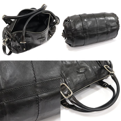 Tod's XXW28K0FR00GOCB999 関税送料込 Tods Black Leather Silver G Line Boston Tote 2WAY CO86080TO