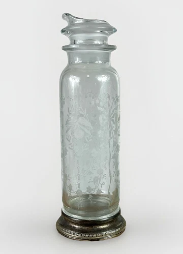Heisey ORCHID 2 Piece Glass Cocktail Shaker w STERLING SILVER Base - READ* - Picture 1 of 11