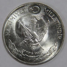 TURKEY 1960 10 LIRA ATATURK 27 MAY 1960 REVOLUTION SILVER WORLD COIN UNC 🌈⭐🌈