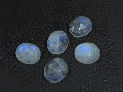 10X12MM Natural Rainbow Moonstone Checker Cut Oval Cabochon Gemstone 5PcsLot w92