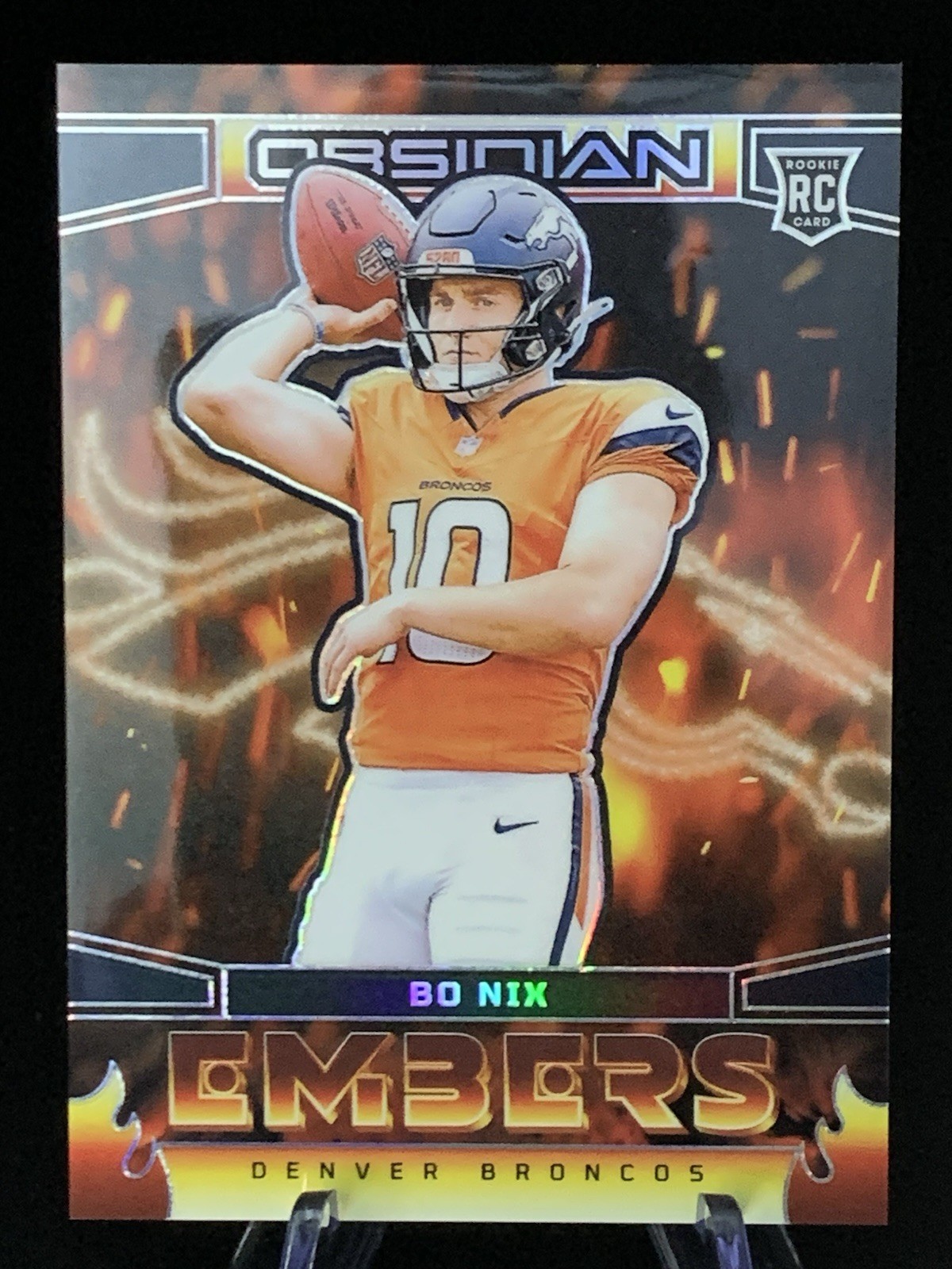 2024 Panini Obsidian Embers Bo Nix Rookie #4 Denver Broncos Insert