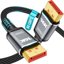 DisplayPort 2.1 Cable 80Gbps VESA 16K 60Hz 8K 120Hz 4K 240Hz HDR Braided 3.3ft