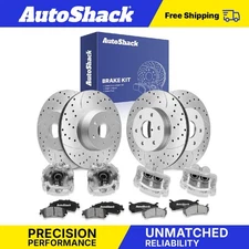 Front Rear Drilled Slotted Brake Rotors Pads Calipers for GMC Sierra 1500