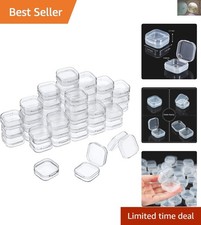 48 Clear Plastic Storage Containers with Hinged Lid for Jewelry  Crafts - 1.37"