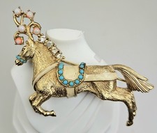 Rare Ciner Circus Carousel Horse Figural Rhinestone Pin