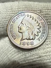 1898 Indian Head Cent Penny Lustrous Red Hue AU High Grade + Toned