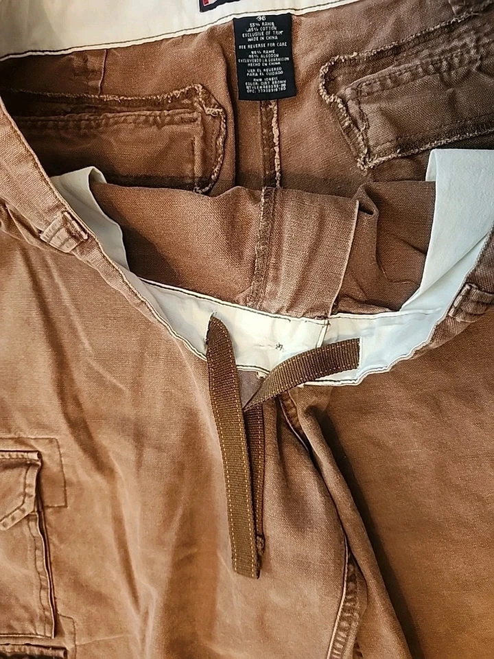 Bugle Boy Shorts Mens Size  36 Brown Canvas Y2K Vintage 90s Skater Baggy Cargo  - Image 4 of 4