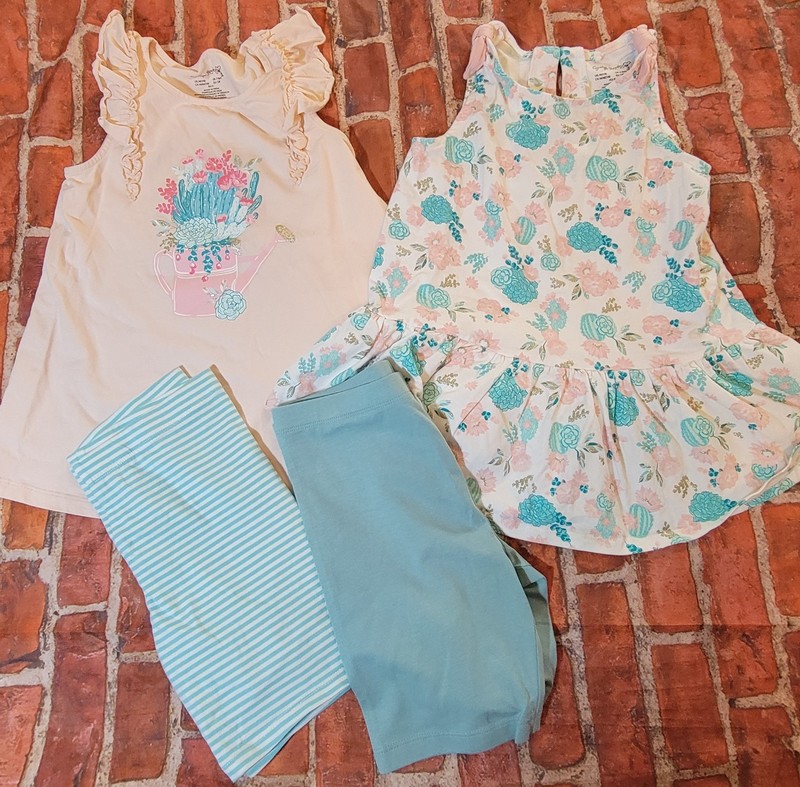 Cynthia Rowley Girls 4-Piece Outfit Set Size 7/8 Tank, Peplum Top & 2 Shorts 7 8