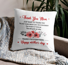 Thank You Mom Mother's Day Pillow Design on Both Sides