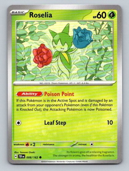 2024 Pokemon Card Temporal Forces Roselia 8/162