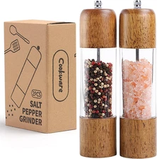 Wooden Salt and Pepper Grinder Set, Premium Oak Wood Salt Grinders Shakers, P...
