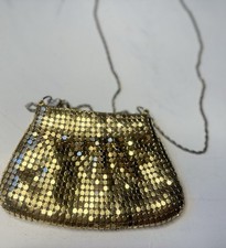 Vintage Y S Gold Metal Mesh Covered Evening Hand Bag Purse Metal Rope Strap