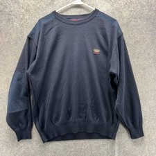 Paul  Shark Sweater Mens Large Blue Wool Crewneck Pullover Yachting Logo