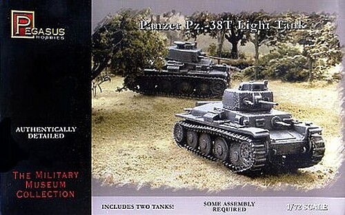 Pegasus Panzer 38t Tank (2) (Snap) - Plastic Model Military Vehicle Kit - 1/72