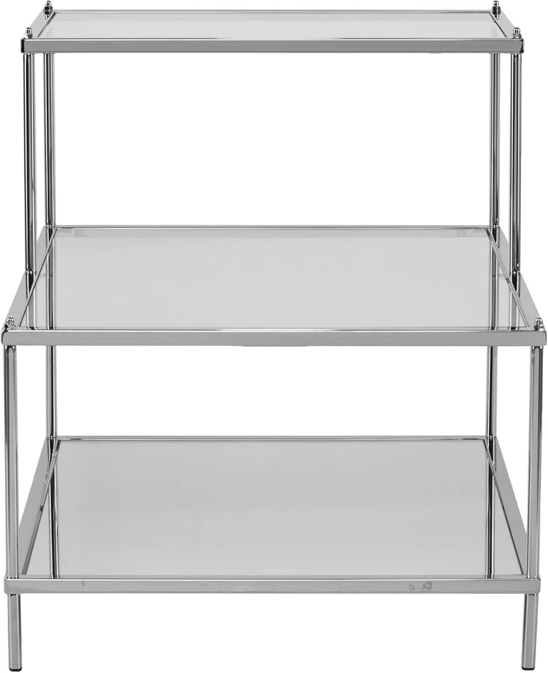 Mesa de acento SEI Furniture Knox con espejo de 3 niveles escalón, cromo metálico Foto 4 de 4