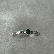 Sterling Silver Turquoise Ring Southwestern Stackable Engraved Size 4 1/2