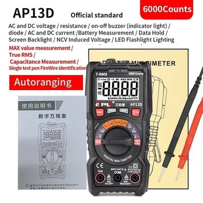 Digital Multimeter 6000 Stück True RMS manuelle Reichweite NCV Temp Taschenlampe