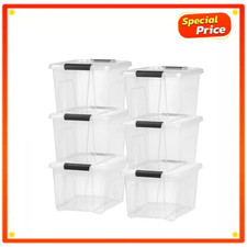 IRIS 20 Qt Plastic Storage Bins with Lids Stackable Storage Containers Totes 6Pk