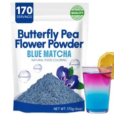 6oz Butterfly Pea Flower Powder - 170 Servings Blue Matcha Instant Butterfly Pea