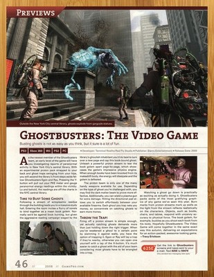 2008 Ghostbusters PS3 Xbox 360 Wii PS2 PC PREVIEW Print Ad/Poster Video Game Art