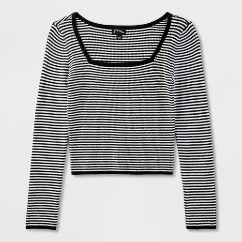 Girls' Ribbed Square Neck Sweater - art class Black S - Picture 4 of 5