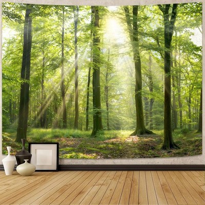 Tyndall Effect Forest Tapestry Nature Tapestry Sunlight Streaming Through Trees