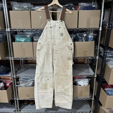 Carhartt Overalls Mens 38x30 Brown R01 Duck Bib Workwear Double Knee Utility