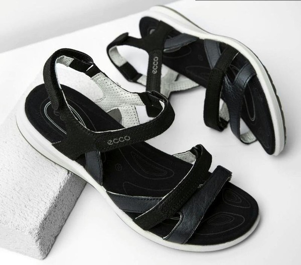 Women Ecco Sandals Black Leather 40