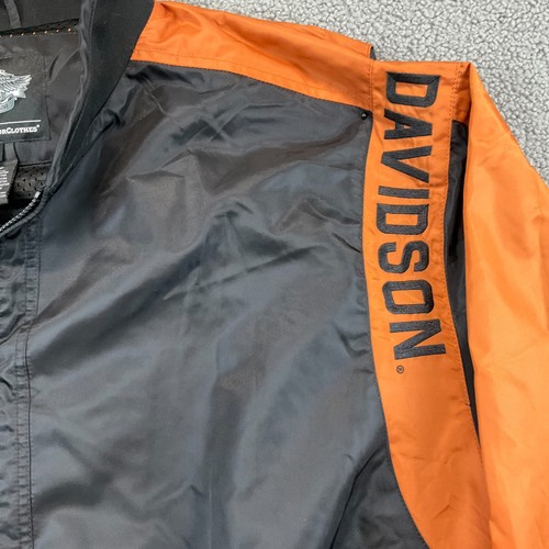Harley-Davidson Bomber Jacket 5X Black Orange Bar & Shield Water Resistant 2011 - Picture 4 of 20