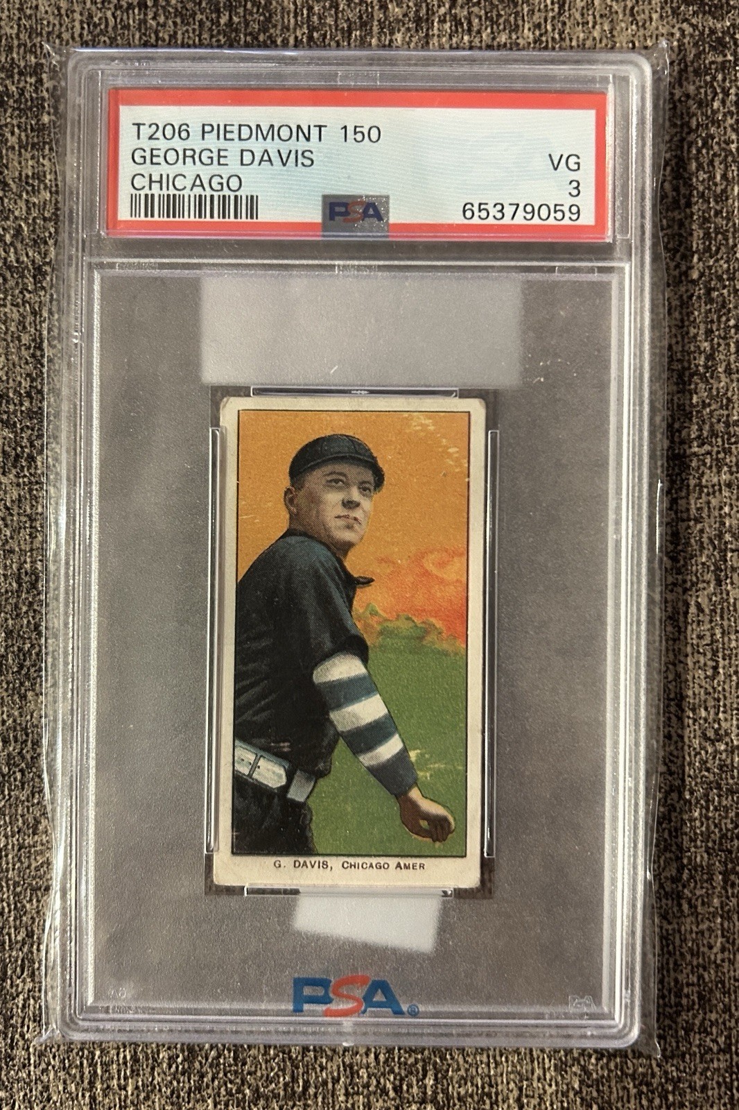 PSA 3 T206 Piedmont 150 George Davis HOF Certified Authentic