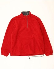 IZOD Mens Zip Neck Fleece Jumper XL Red Polyester AC06