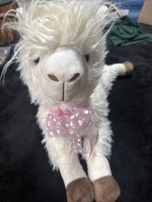 VGUC-26” Mty International Plush White Llama Gray Face and Feet Colorful Collar