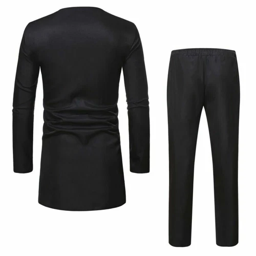 2 pezzi tuta uomo africana dashiki camicia con pantaloni set pantaloni superiori - Foto 9 di 16