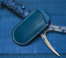 jackknife folding knife blade sheath cover scabbard bag cow leather blue Z984