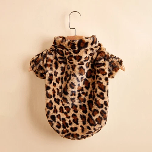 VETEMENTS Giacca leopardata invernale calda animale domestico cane stampa peluche vestiti cucciolo cappotto maglione UK