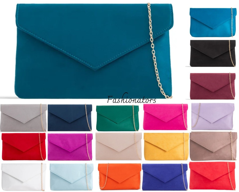 Bolso sin asas de gamuza liso para mujer Boda Damas Fiesta Baile de graduación Noche Cartera Bolso de mano