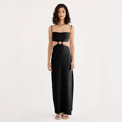 black long dress revolve Black Satin Maxi Dresses With Long Sleeves