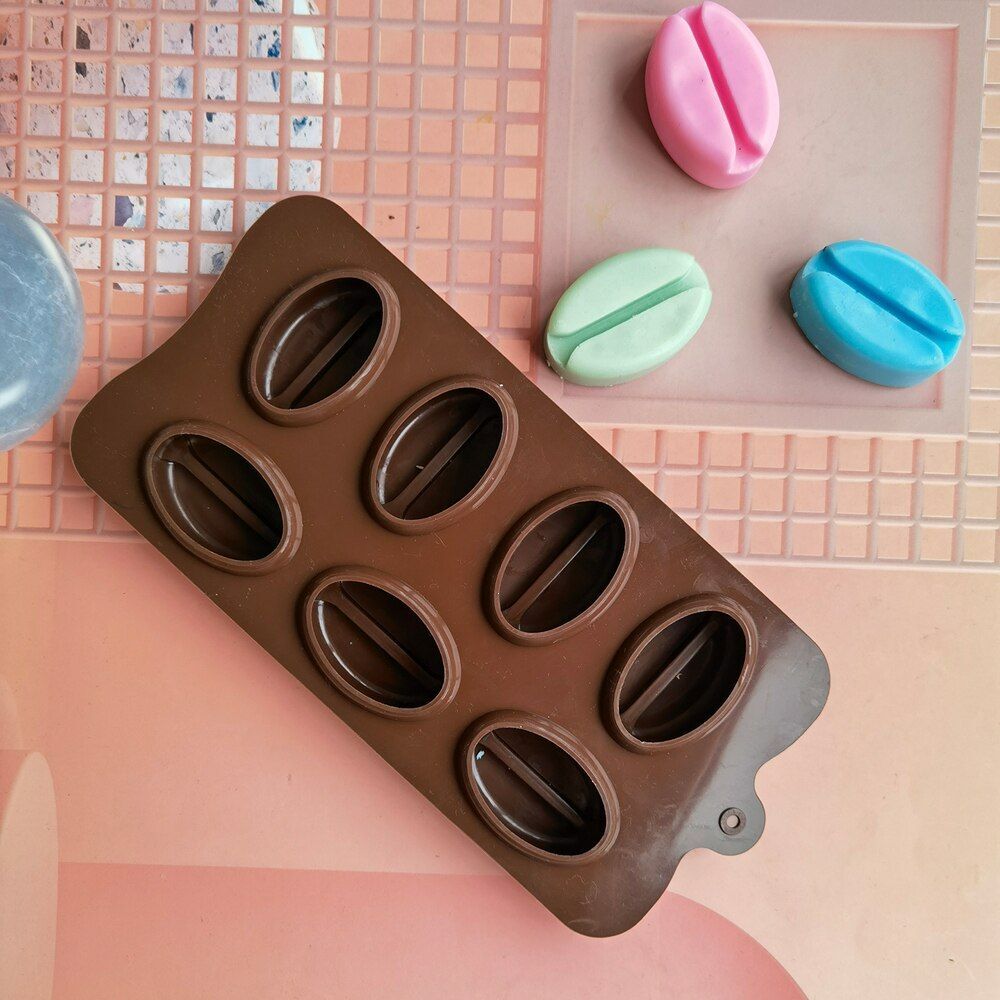 Coffee Bean Silicone Chocolate Mold - 6 Cavity Food Grade Mold For Candy, Baking, Ice Cubes