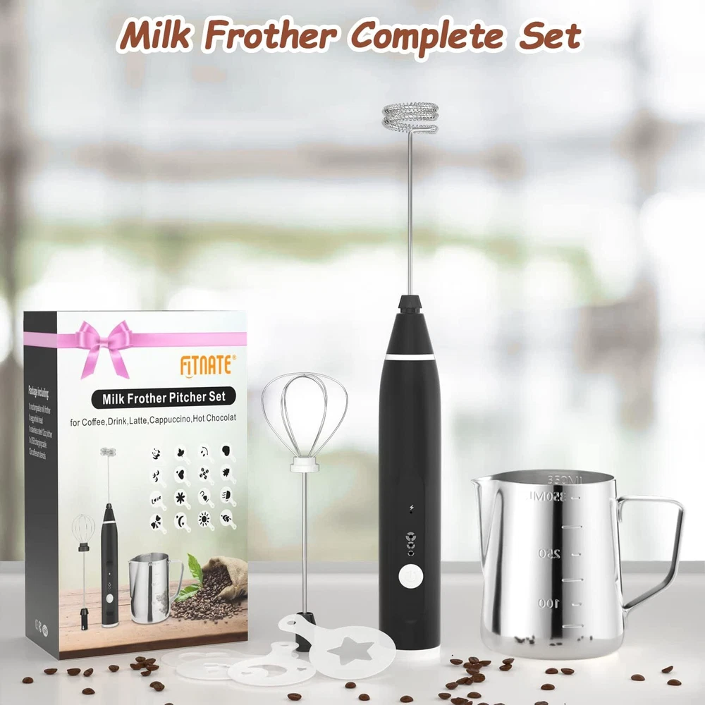 Milk Frother Handheld, Rechargeable Electric Foam Maker Drink Mixer 3 Speeds ...