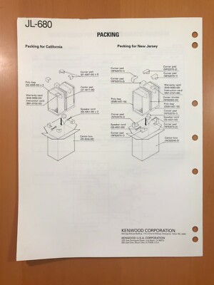 ORIGINAL SERVICE MANUAL & SCHEMATIC KENWOOD JL-680 SPEAKER D454 | eBay