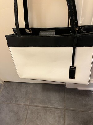 Chaps 9'' T x 13'' W x 5'' L Black & Cream Shoulder Bag