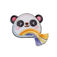 Panda Mit Fransen Tier - AufnäHer, BüGelbild, AufbüGler, GrößE: 3,9 X 4,5 Cm