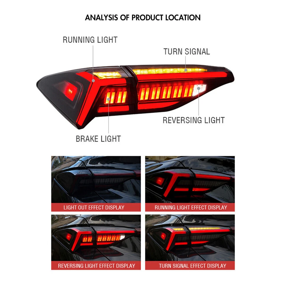 Smoke LED Tail Lights Trunk Lamp Set For Toyota Avalon 2019-2023 Rear Lamps Foto 2 de 4