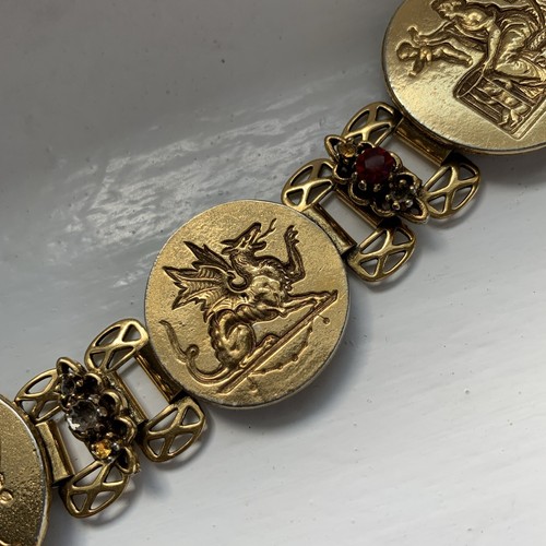 Victorian Lady Etruscan Revival Bracelet Caged Angel Cherub Winged Dragon - Picture 3 of 13