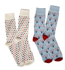 Mens Tennis Racket Pickle Ball Socks Game Match Fun Sport Ace Crew Sock 2 Pair