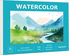 Hapikalor 18"x24" Large Watercolor Paper Pad, 1-Pack 30 Sheets 140lb/300gsm