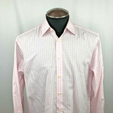 Charles Tyrwhitt Mens 16 33 Pink White Checked Dress Shirt 41/84cm Regular Cuff
